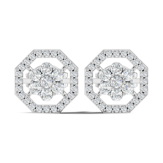 Sparkling 14K White Gold Round Diamond Studs For Her Colorless & Affordable