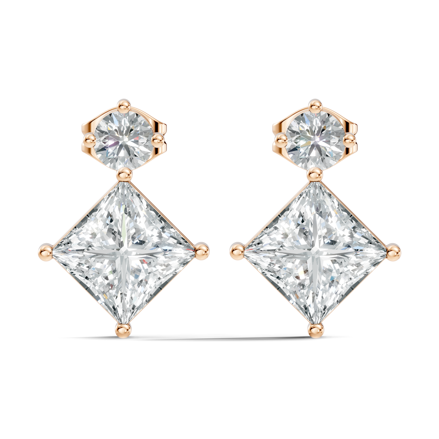 Classic Princess & Round Lab-Grown Diamond Stud Earrings Perfect Gift For Her