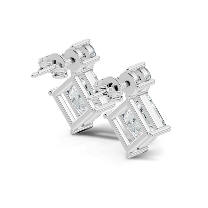 Classic Princess & Round Lab-Grown Diamond Stud Earrings Perfect Gift For Her
