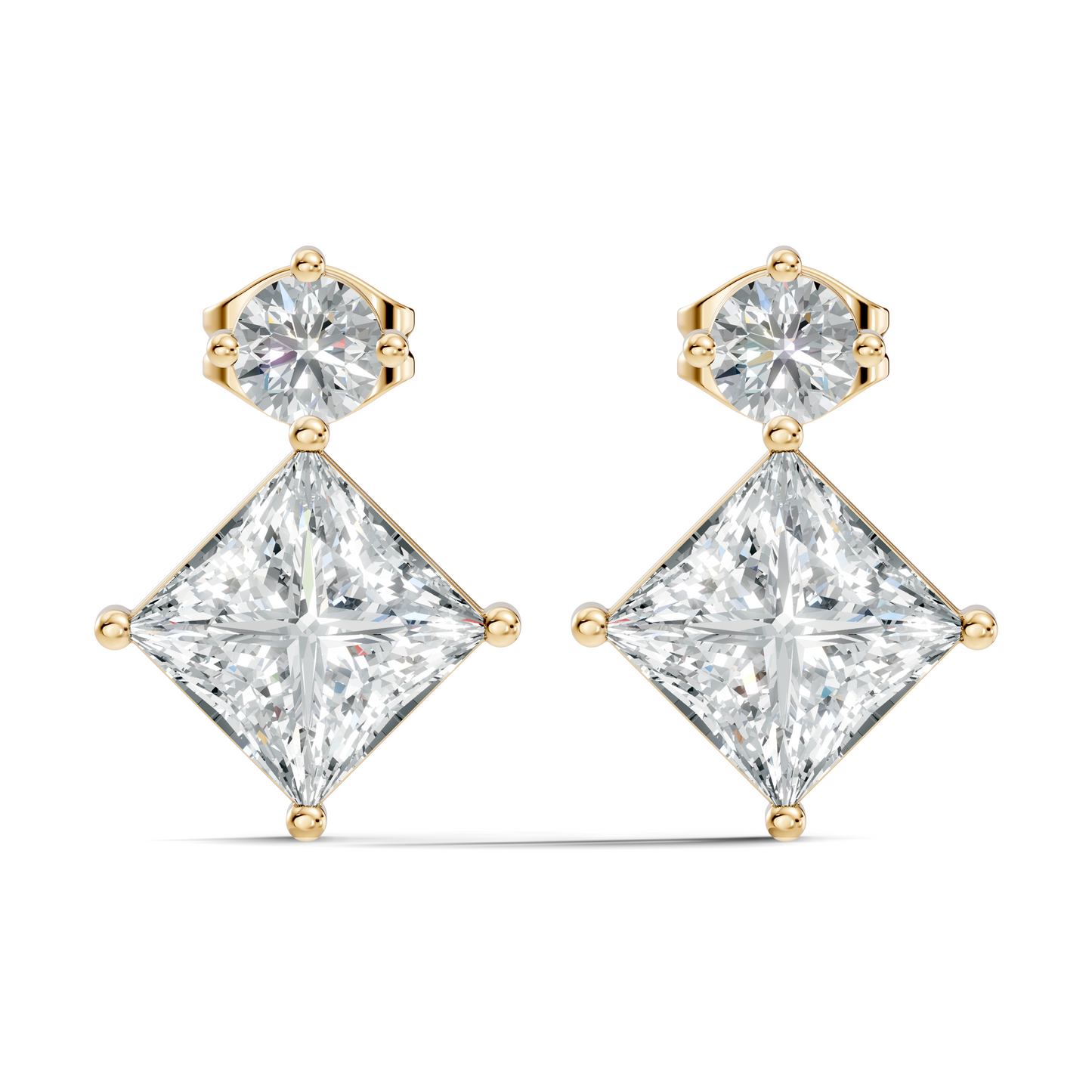 Classic Princess & Round Lab-Grown Diamond Stud Earrings Perfect Gift For Her