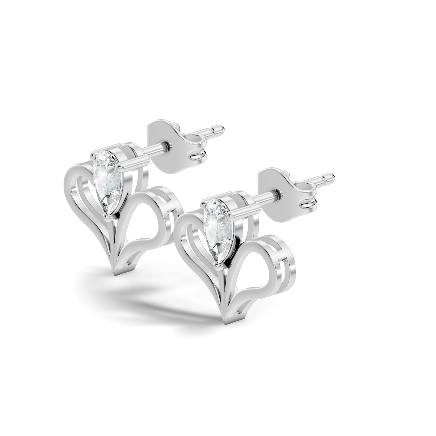 Elegant Pear Cut Lab-Grown Diamond Solitaire Stud Earrings Perfect Gift For Women's