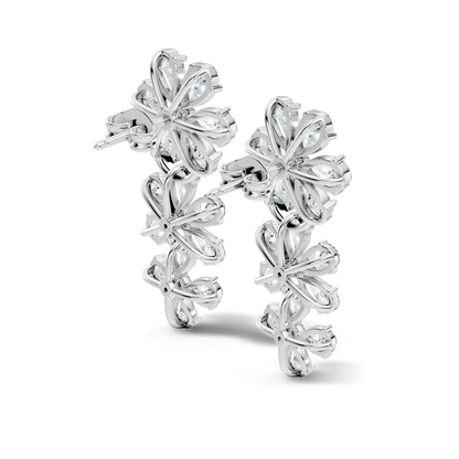 Luxury Flower Cluster Pear Diamond Drop Earrings White Gold Elegant Statement Jewelry