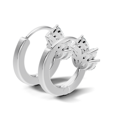 14K Solid Gold 1 Ct Marquise Cut Diamond Hoop Earrings Timeless Women's Jewelry