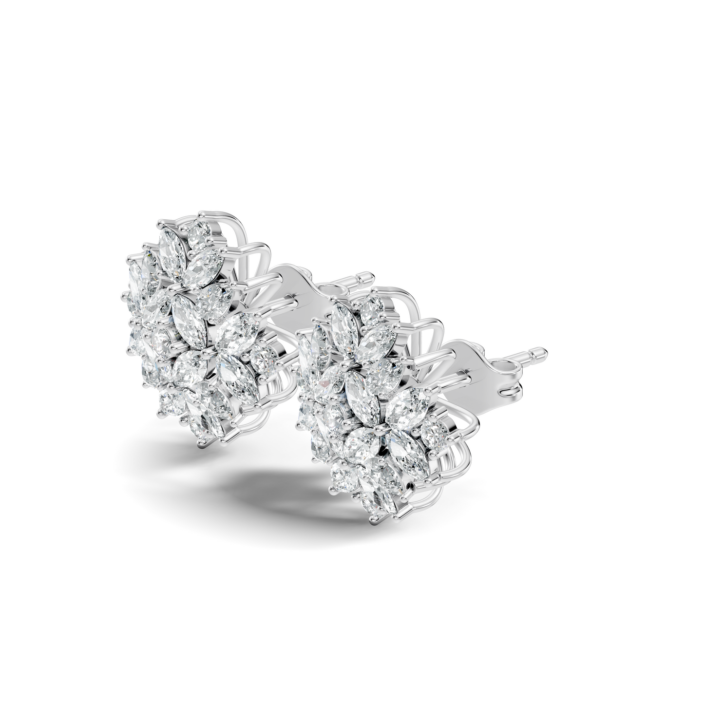 Stunning Vintage Diamond Studs Marquise & Round Cut Perfect Women's Gift
