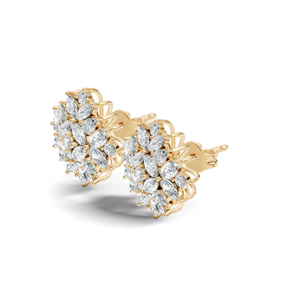 Stunning Vintage Diamond Studs Marquise & Round Cut Perfect Women's Gift