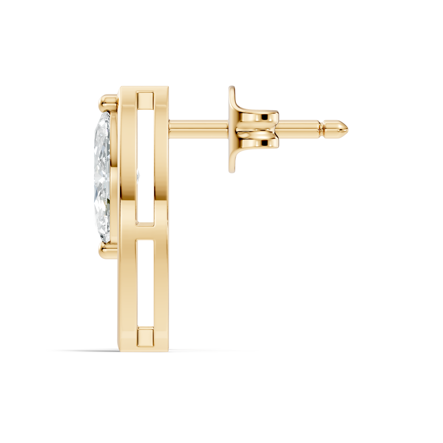 Women's 14K Gold Marquise Solitaire Diamond Stud Earrings Colorless Elegance