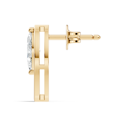 Women's 14K Gold Marquise Solitaire Diamond Stud Earrings Colorless Elegance