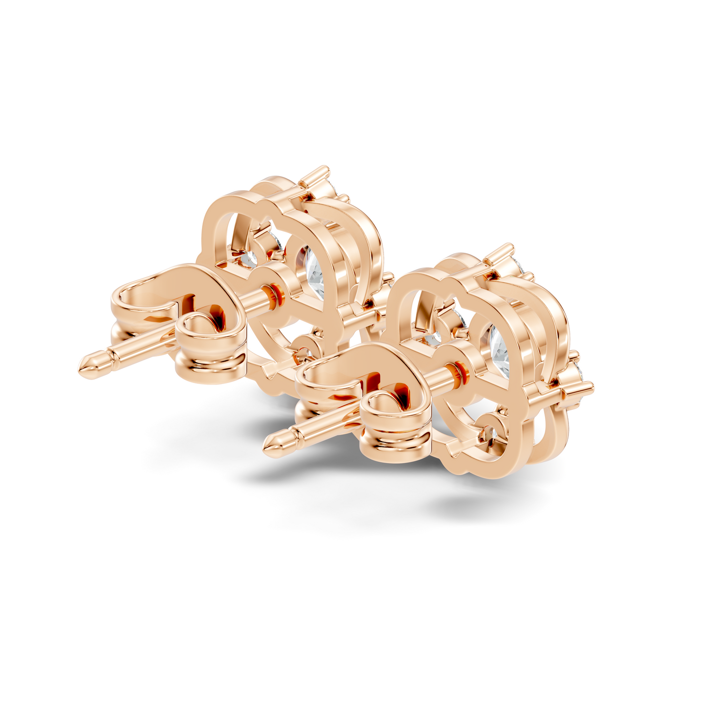 Elegant 14K Yellow Gold Round Cut Labgrown Diamond Stud Earrings For Weddings