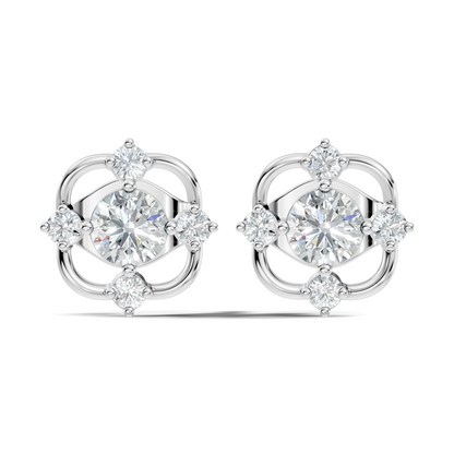 Elegant 14K Yellow Gold Round Cut Labgrown Diamond Stud Earrings For Weddings