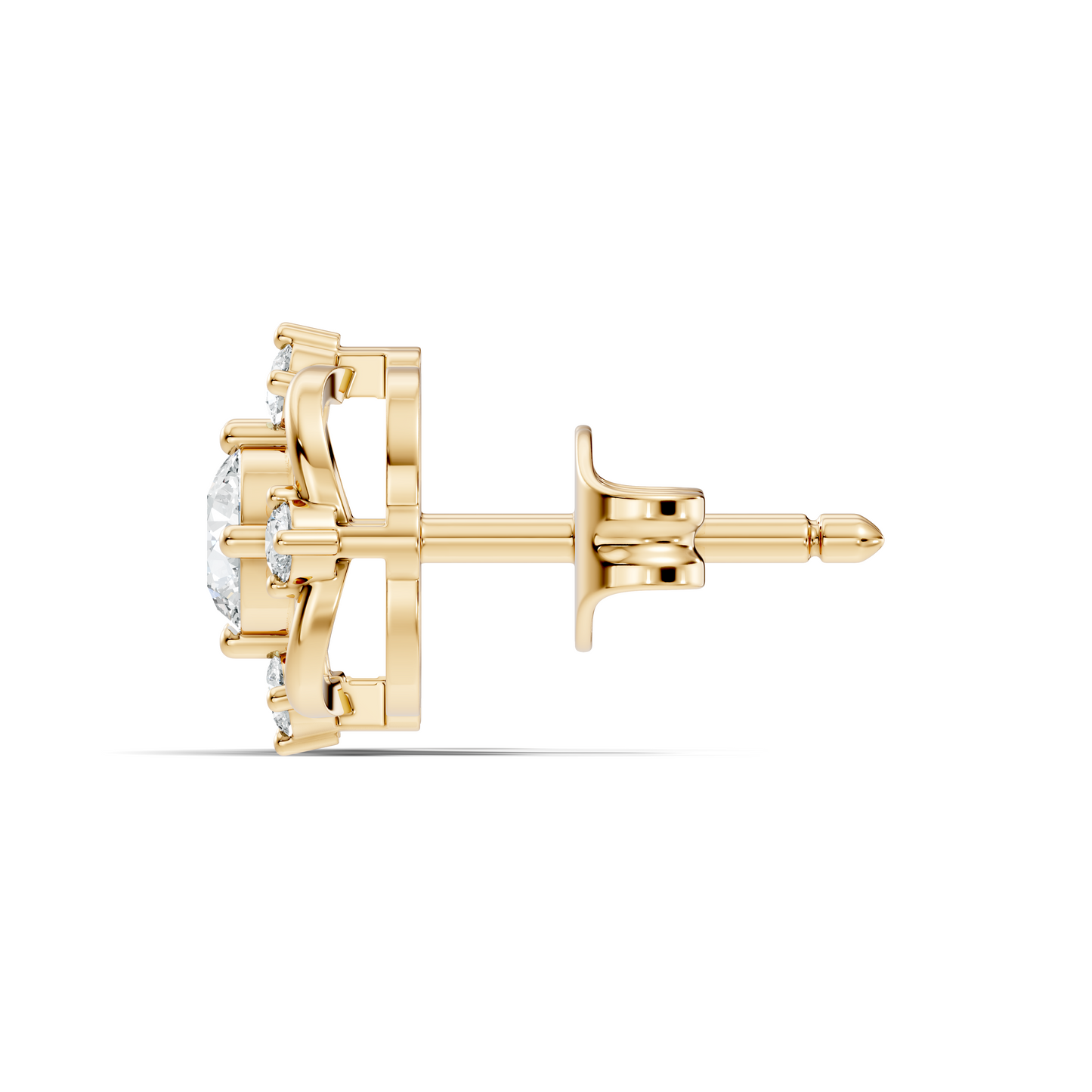 Elegant 14K Yellow Gold Round Cut Labgrown Diamond Stud Earrings For Weddings