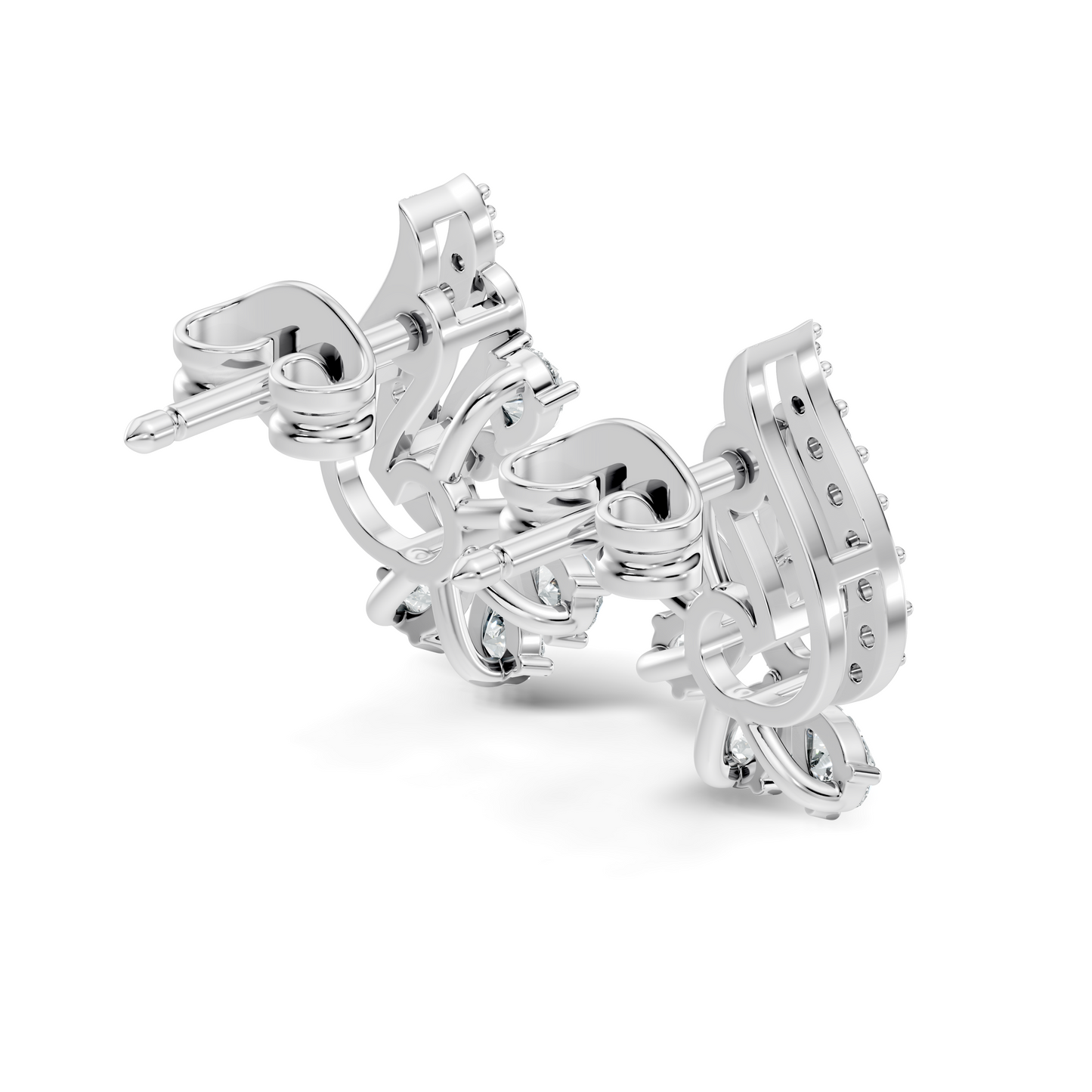 Elegant Pear & Round Diamond Stud Earrings Sparkling Facets In 14K Solid Gold For Her