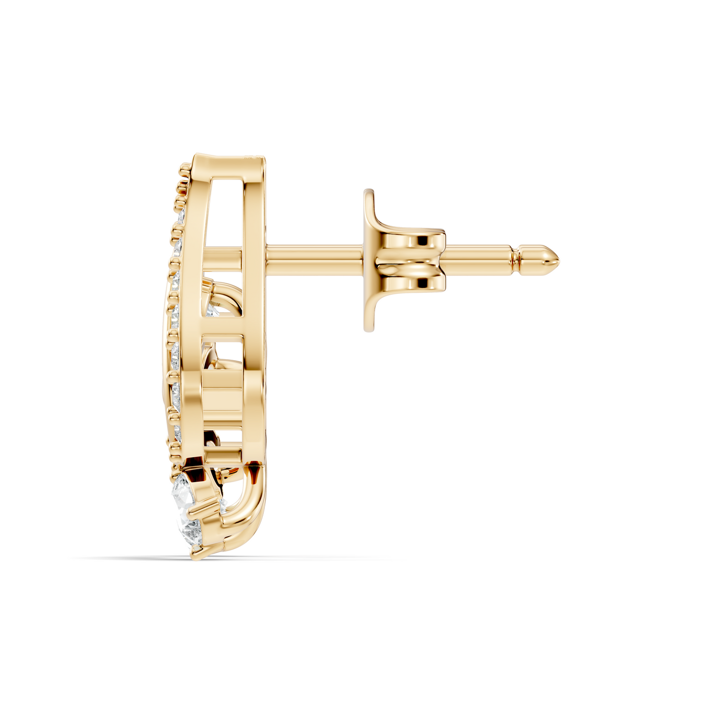 Elegant Pear & Round Diamond Stud Earrings Sparkling Facets In 14K Solid Gold For Her