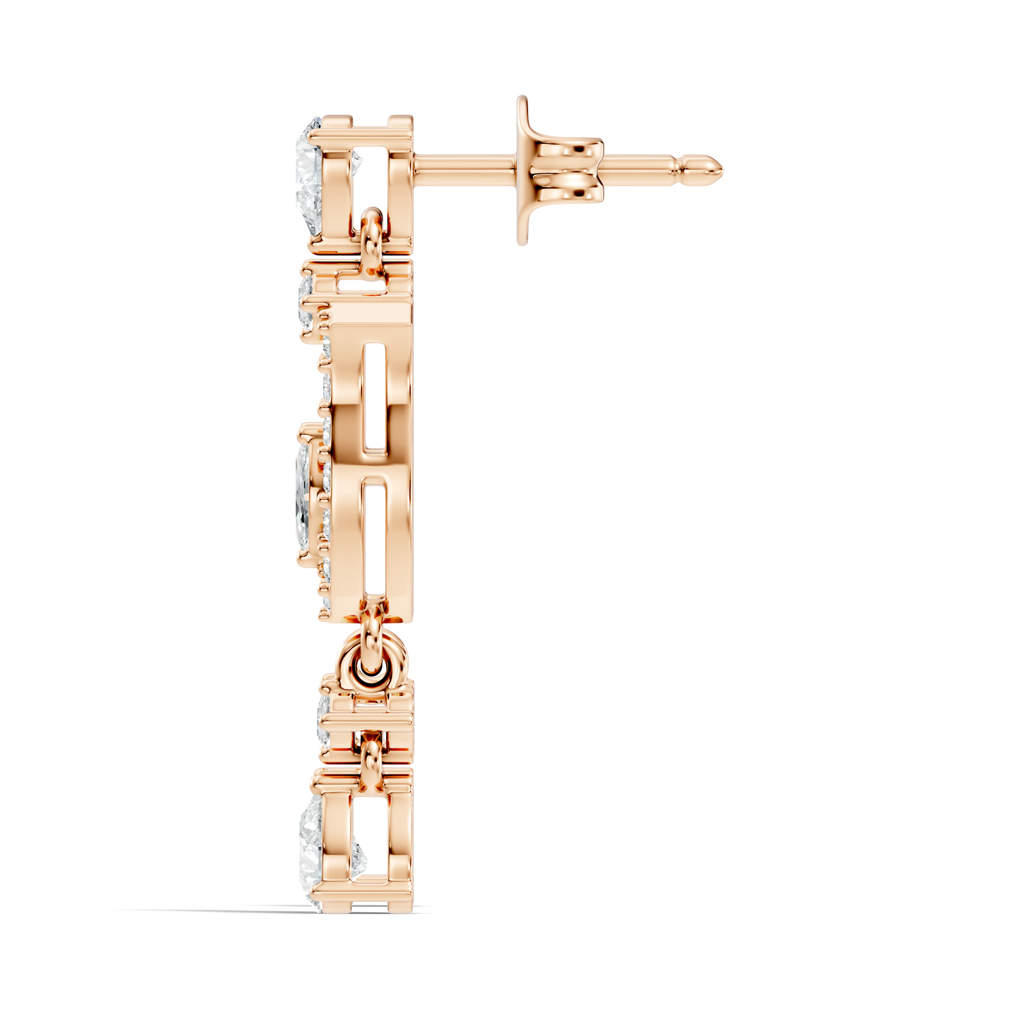 Elegant 14K Gold Women's Unique Marquise and Pear Diamond Earrings In 14K Gold