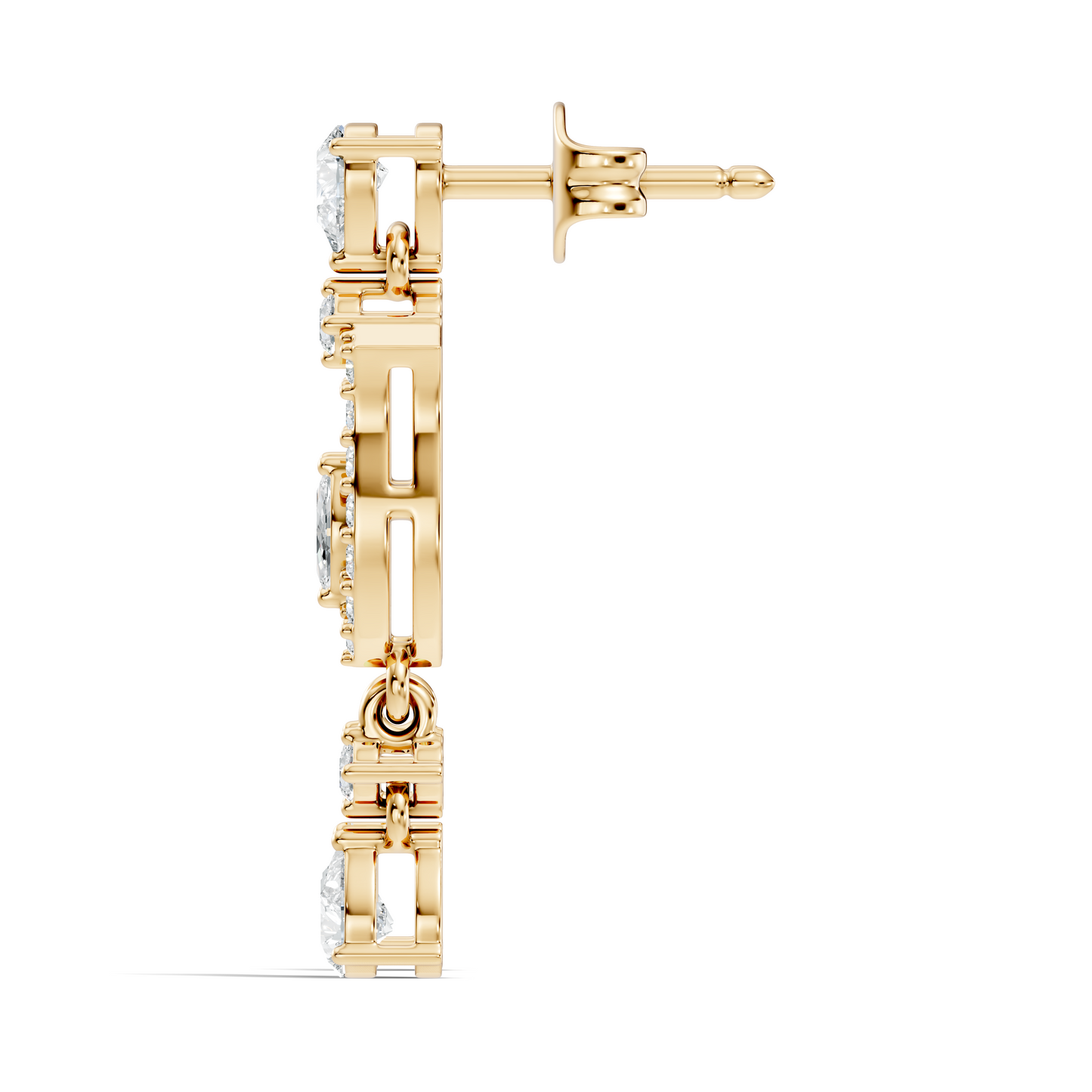 Elegant 14K Gold Women's Unique Marquise and Pear Diamond Earrings In 14K Gold