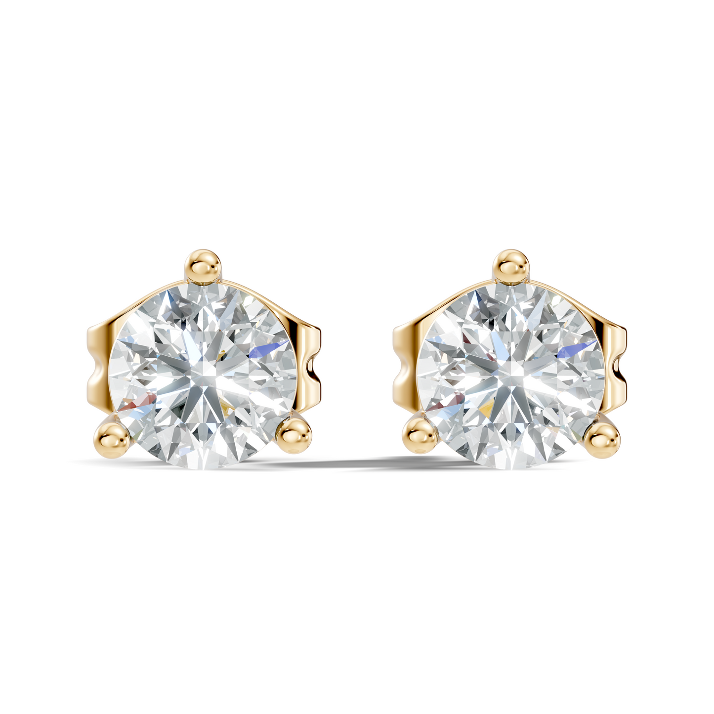 Elegant 14K Gold Solitaire Stud Earrings with Round Cut Labgrown Diamonds for Her