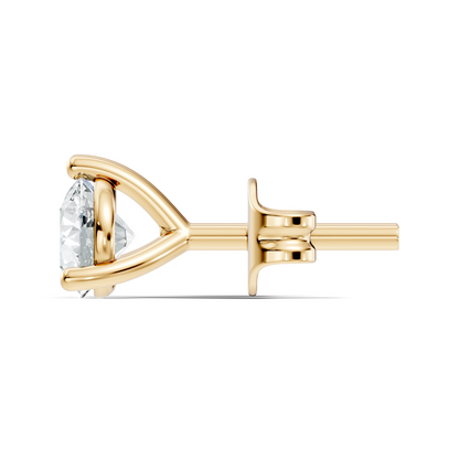 Elegant 14K Gold Solitaire Stud Earrings with Round Cut Labgrown Diamonds for Her