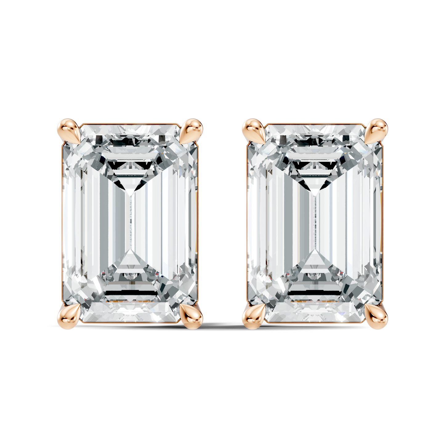 Luxury 6.41 Ct Emerald Cut Lab Grown Diamond Stud Earrings For Women In 18K Gold