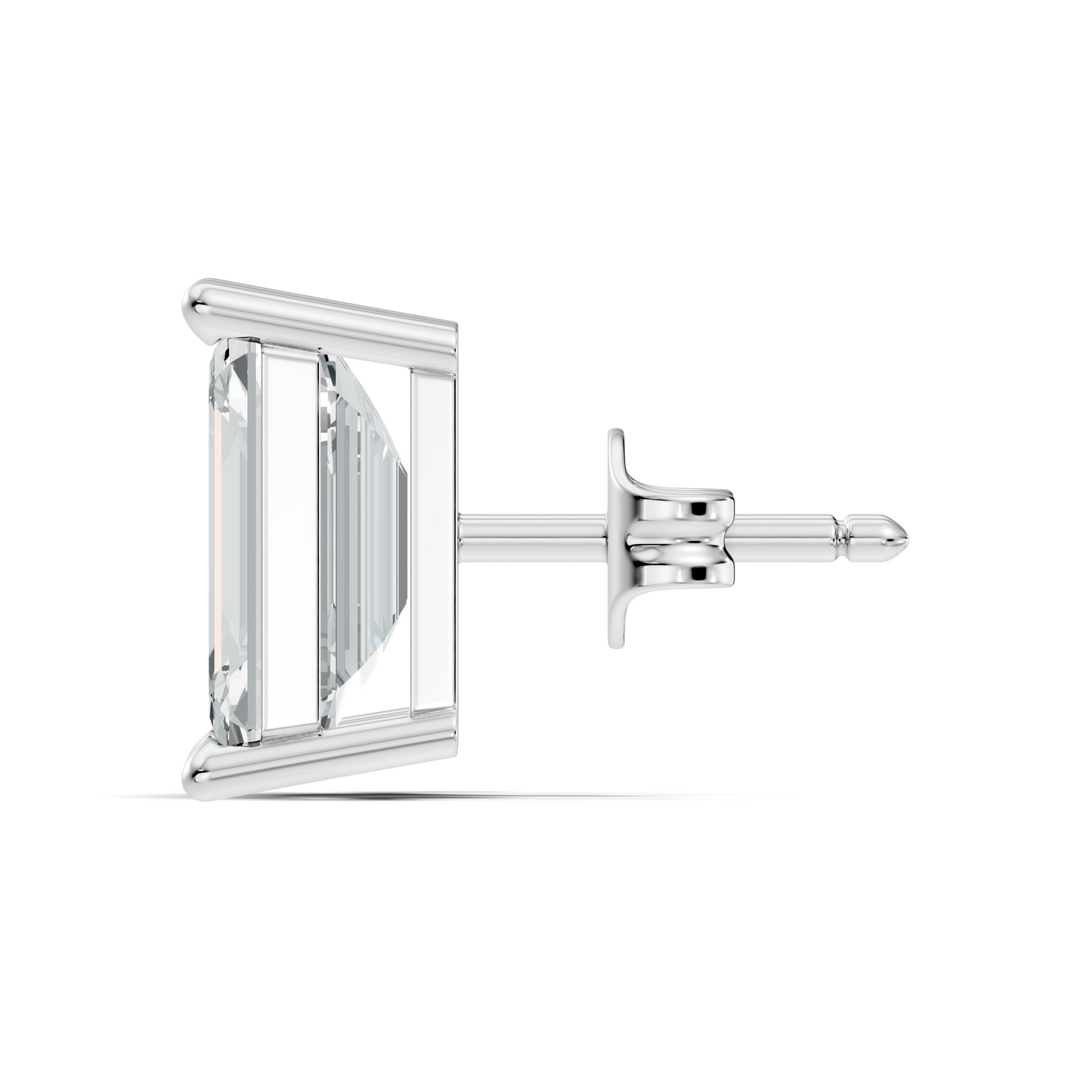 Luxury 6.41 Ct Emerald Cut Lab Grown Diamond Stud Earrings For Women In 18K Gold