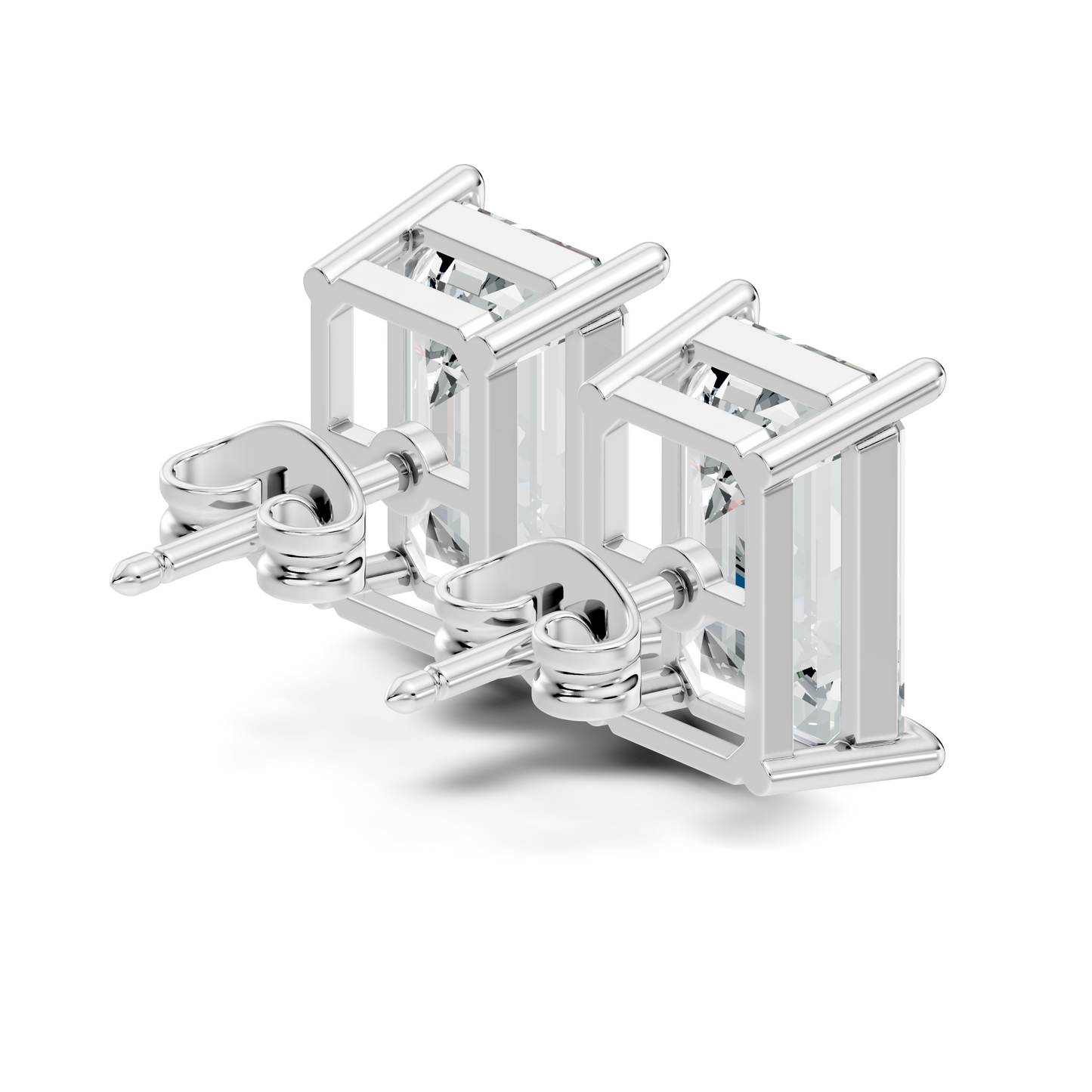 Luxury 6.41 Ct Emerald Cut Lab Grown Diamond Stud Earrings For Women In 18K Gold