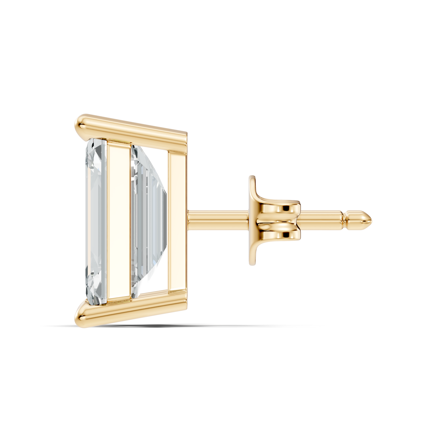 Luxury 6.41 Ct Emerald Cut Lab Grown Diamond Stud Earrings For Women In 18K Gold