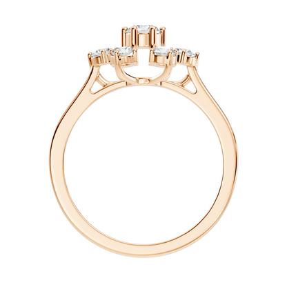 Round Cut Lab Grown Diamond Unique Flower Shape Dainty Stackable Party Wear Ring For Her