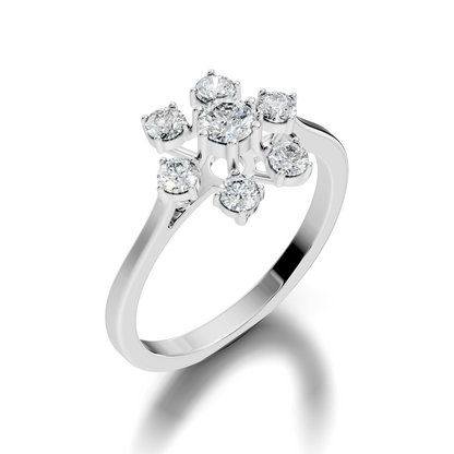 Round Cut Lab Grown Diamond Unique Flower Shape Dainty Stackable Party Wear Ring For Her
