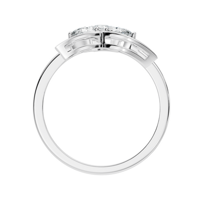 Vintage Round Cut White Colorless Diamond Unique Bezel set Minimalist Dainty Cluster Ring For Her