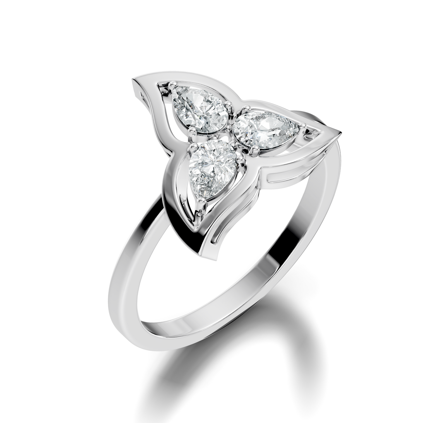 Vintage Round Cut White Colorless Diamond Unique Bezel set Minimalist Dainty Cluster Ring For Her