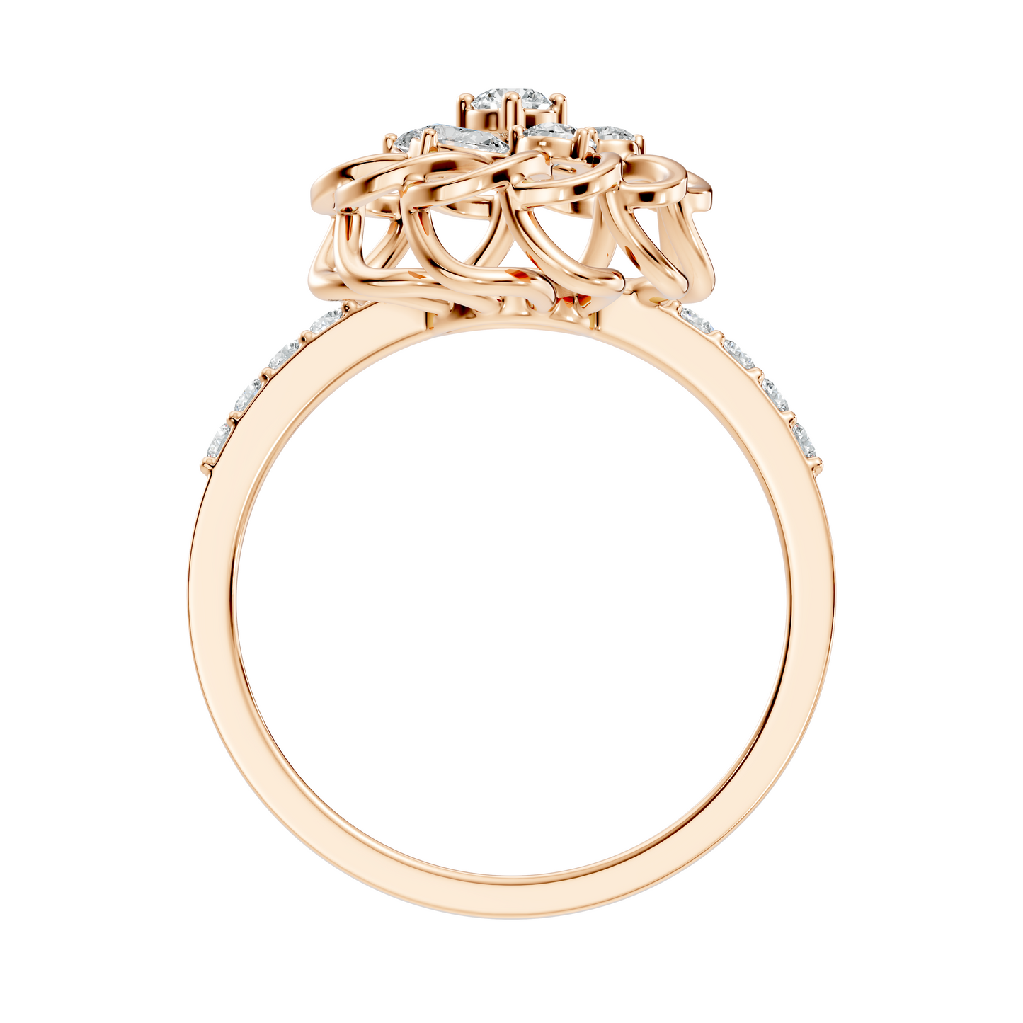 Vintage Pear and Round Cut Lab Grown & Natural Diamond Flower Shape Dainty Minimalist Wedding Ring For Her