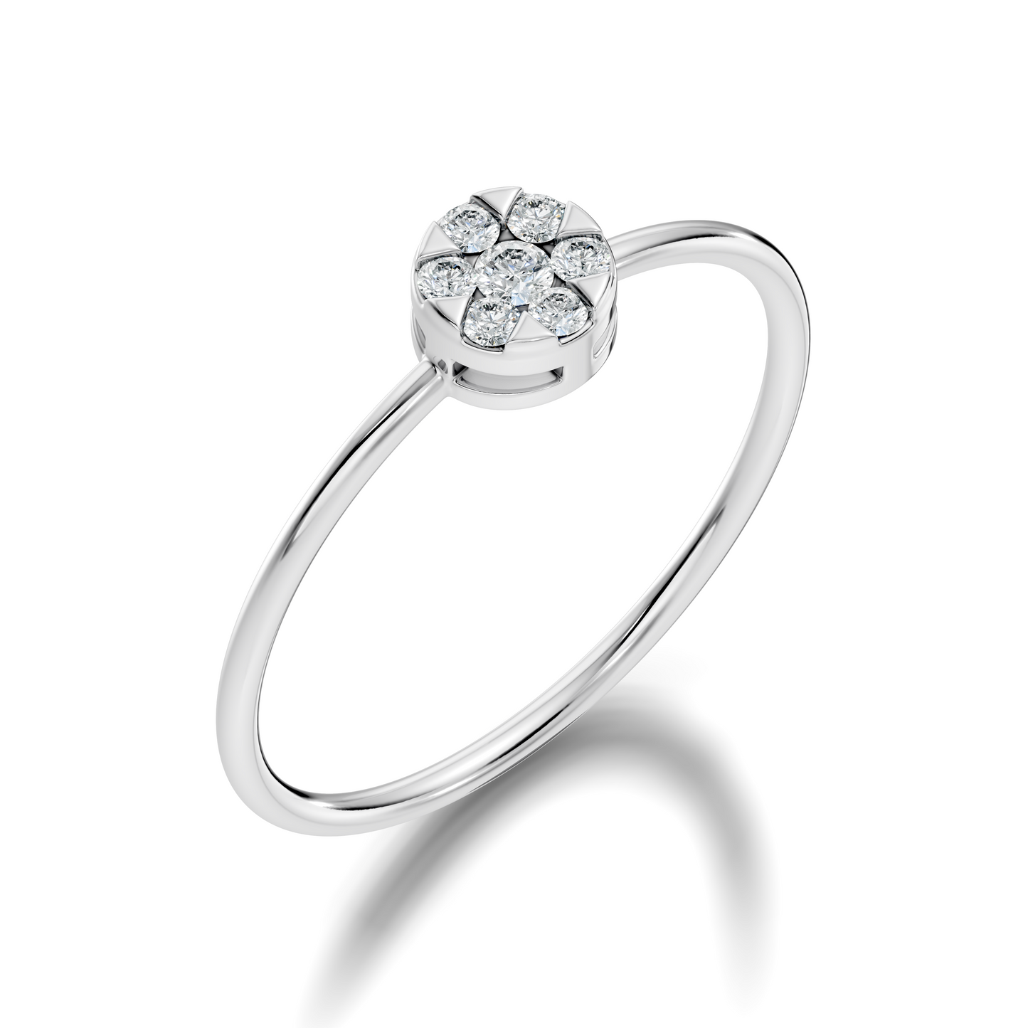 Round Cut White Colorless Lab Grown & Natural Diamond Vintage Delicate Halo Cluster Promise Ring For Her
