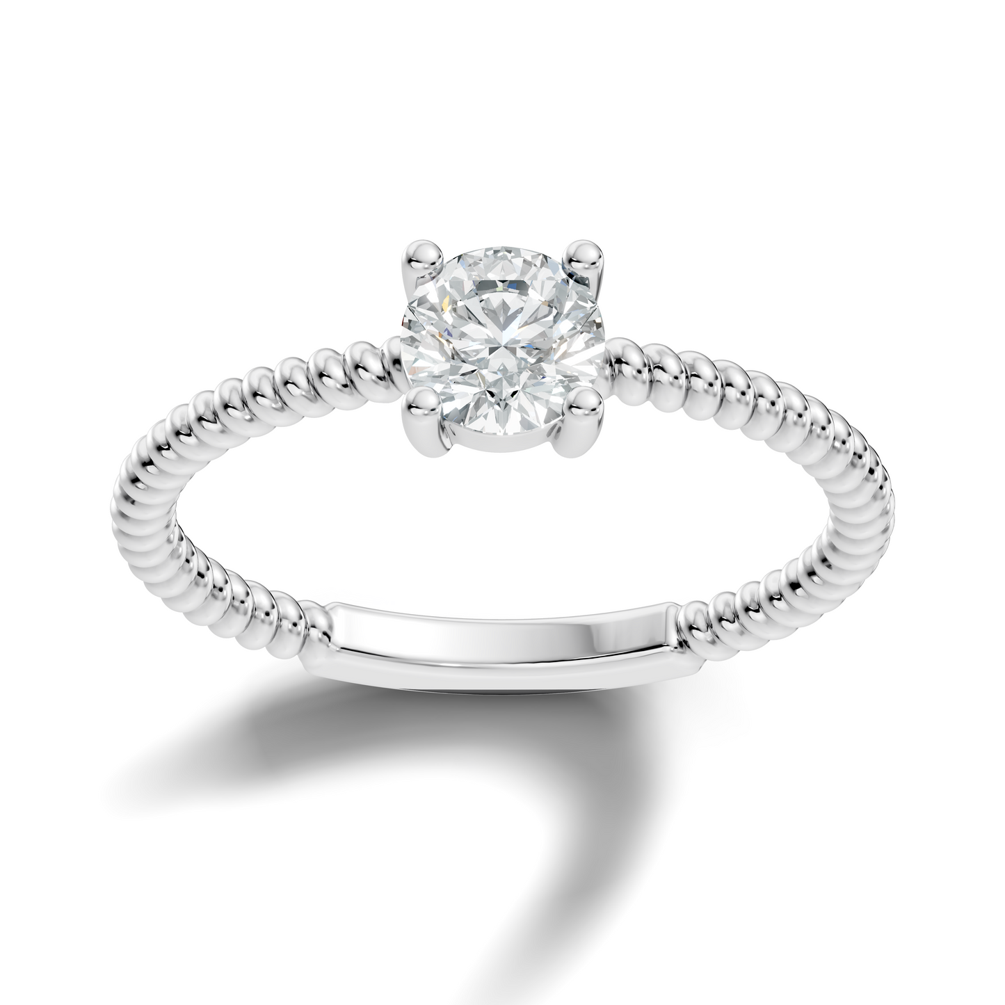 Solitaire Round Cut Lab Grown Diamond Vintage Delicate Prong Set Dainty Engagement Ring