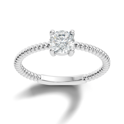 Solitaire Round Cut Lab Grown Diamond Vintage Delicate Prong Set Dainty Engagement Ring