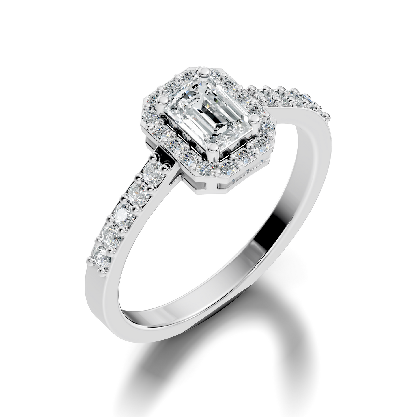 Emerald and Round Cut Lab Grown Diamond Unique Minimalist Halo Dainty Bridesmaid Ring For Women's