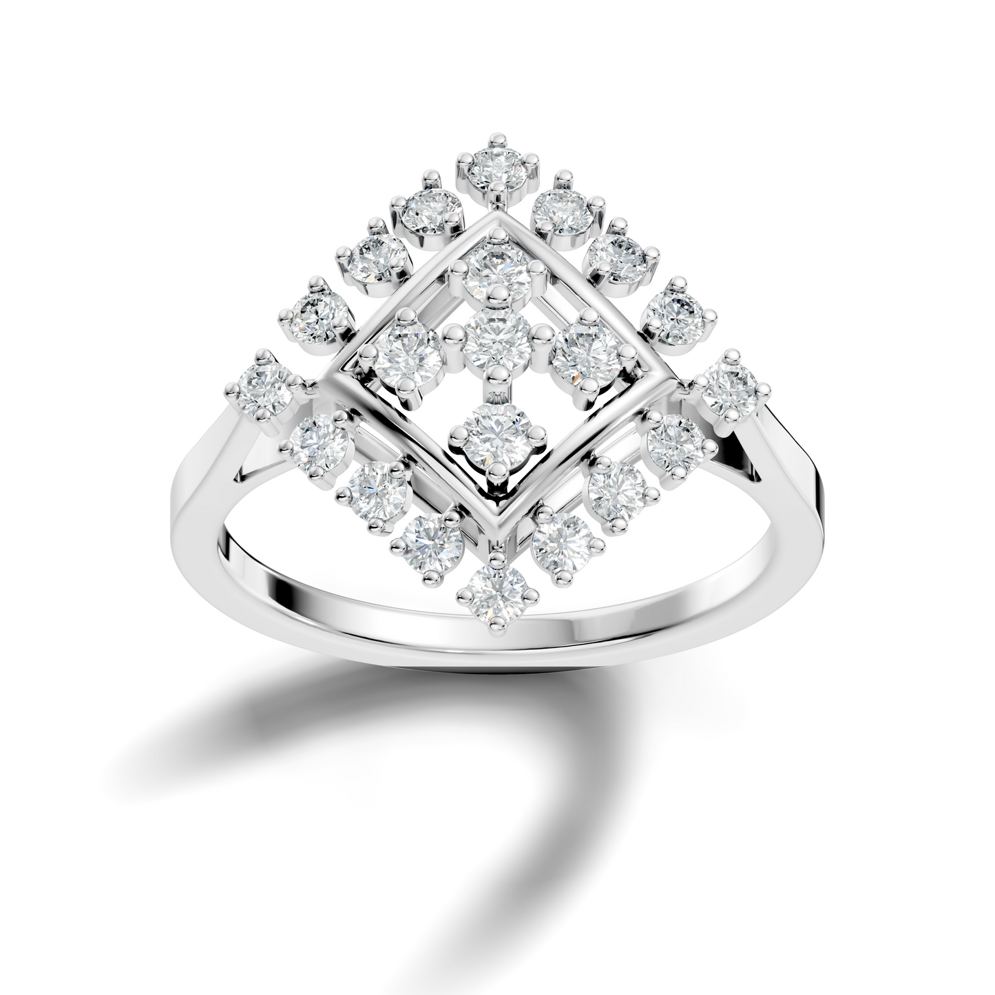 Round Cut Lab Grown & Natural Diamond Vintage Delicate Cluster Statement Dainty Ring For Women's