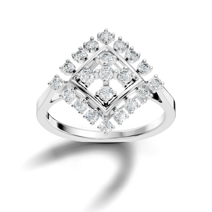 Round Cut Lab Grown & Natural Diamond Vintage Delicate Cluster Statement Dainty Ring For Women's