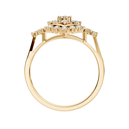 Round Cut Lab Grown & Natural Diamond Vintage Delicate Cluster Statement Dainty Ring For Women's