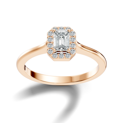 Emerald Cut Lab-Grown Diamond Halo Solitaire Ring