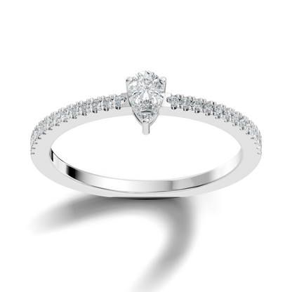 10k Yellow Gold Pear and Round Cut Diamond Vintage Delicate Half Eternity Dainty Wedding Ring For Her