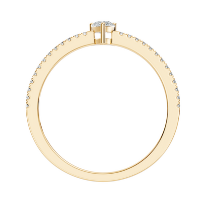 10k Yellow Gold Pear and Round Cut Diamond Vintage Delicate Half Eternity Dainty Wedding Ring For Her