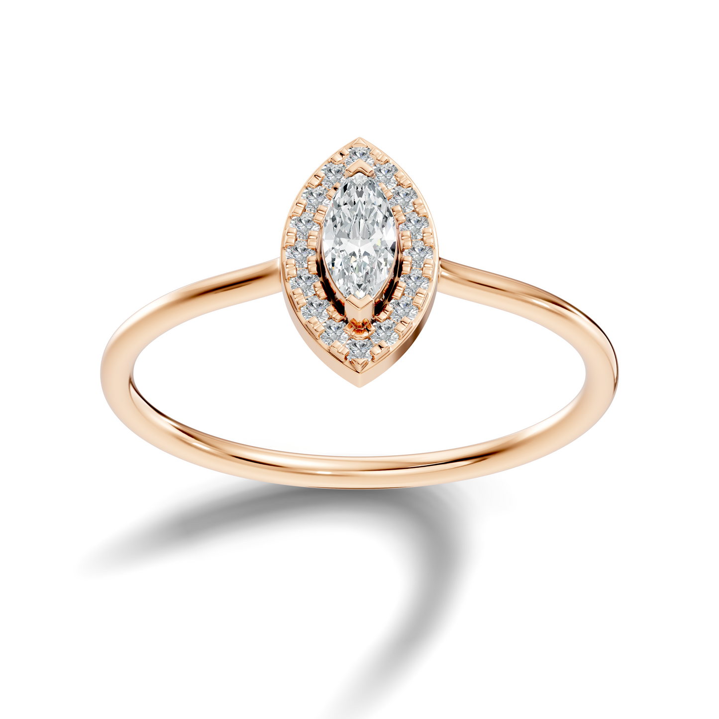 Lab Grown Marquise Diamond Halo Solitaire Ring