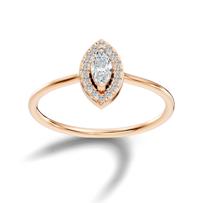 Lab Grown Marquise Diamond Halo Solitaire Ring