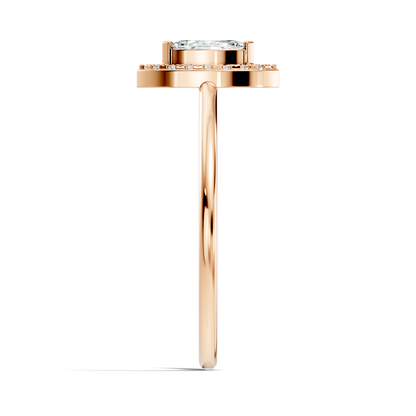 Lab Grown Marquise Diamond Halo Solitaire Ring
