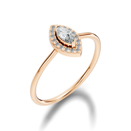 Lab Grown Marquise Diamond Halo Solitaire Ring