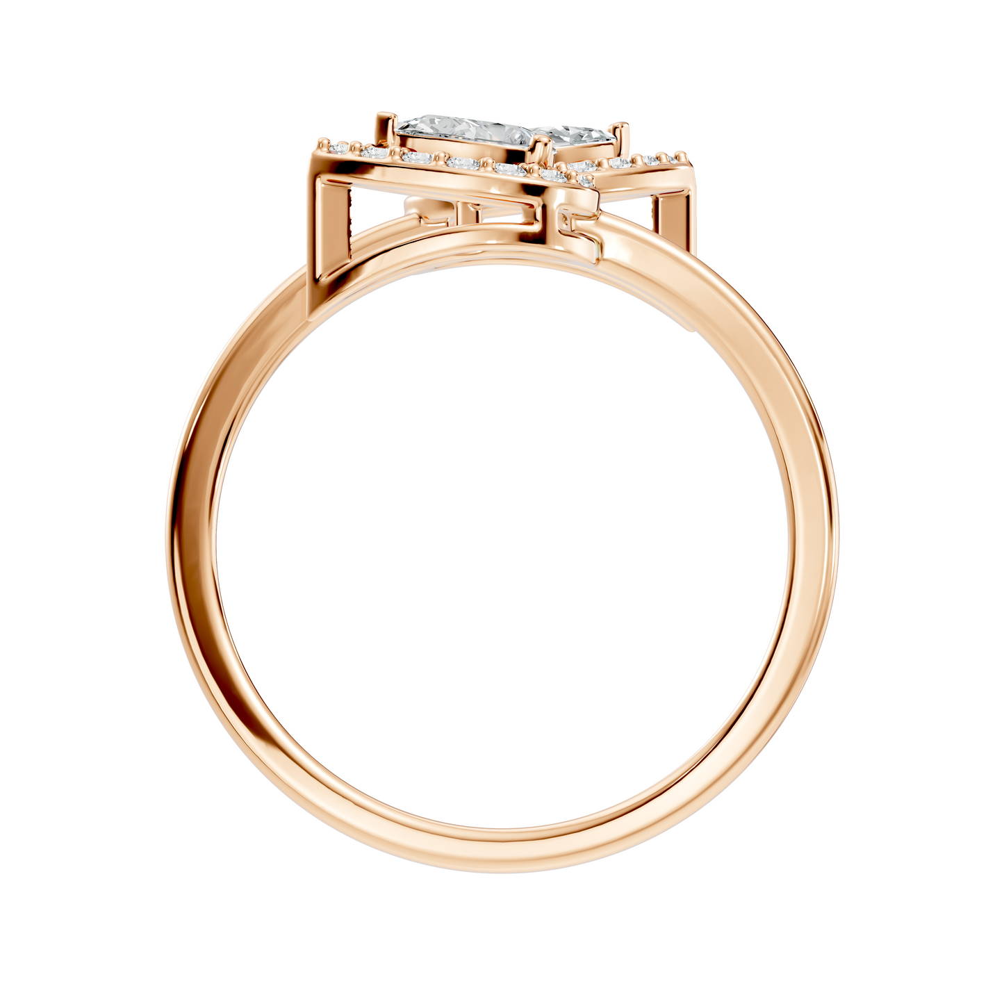 Lab Grown Pear & Round Diamond Halo Open Bypass Ring