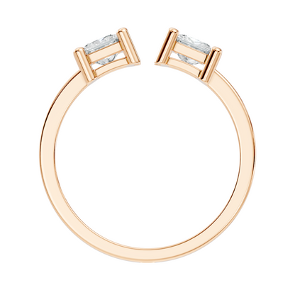 Princess Cut Lab Grown Diamond Antique Cluster Two Stone Dainty Promise Diamond Ring For Her