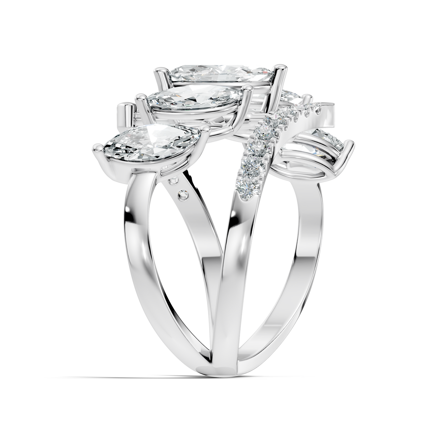 2.17Ct Round and Marquise Cut High Quality Diamond Antique Minimalist Statement Vintage Ring For Women's