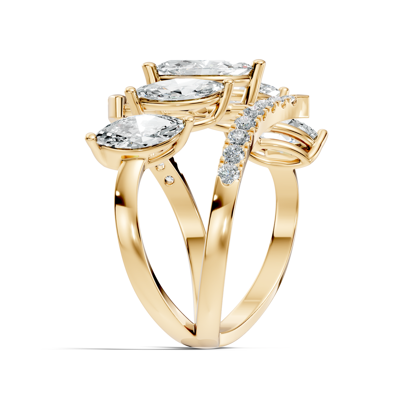 2.17Ct Round and Marquise Cut High Quality Diamond Antique Minimalist Statement Vintage Ring For Women's