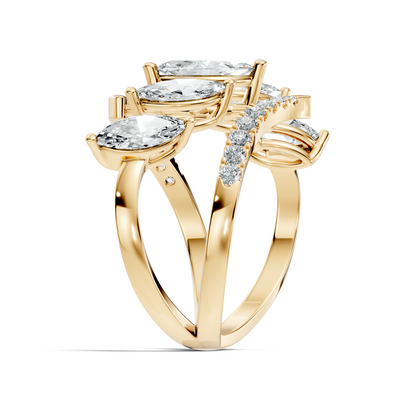 2.17Ct Round and Marquise Cut High Quality Diamond Antique Minimalist Statement Vintage Ring For Women's