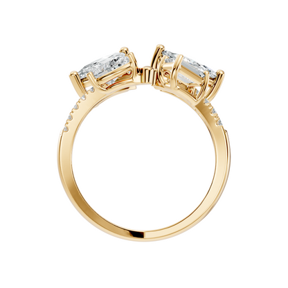 2.15Ct Emerald, Pear, Marquise and Round Cut Diamond Unique Vintage Bypass Dainty Party Wear Ring For Women's