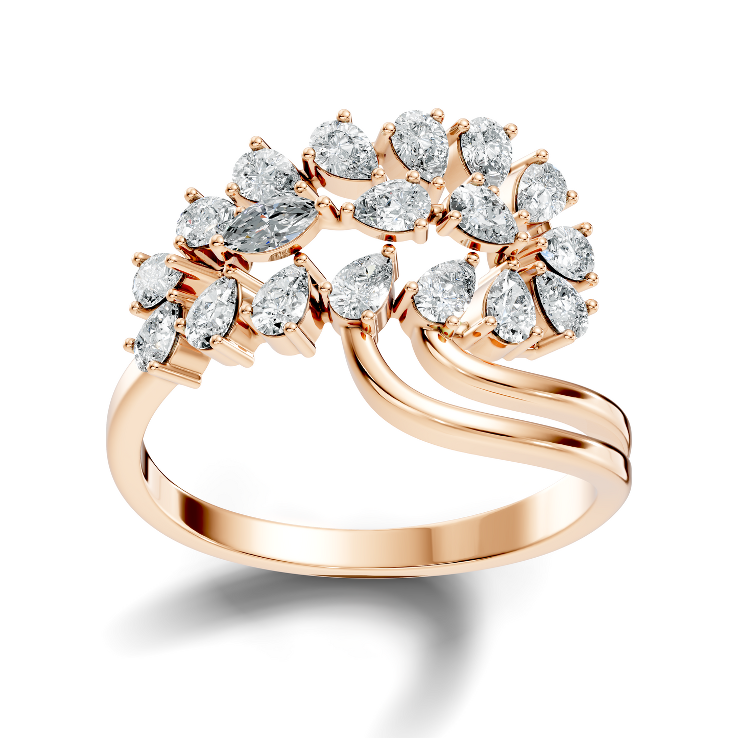 2.31Ct Pear and Marquise Cut Diamond Antique Delicate Vintage Cluster Engagement Ring For Her